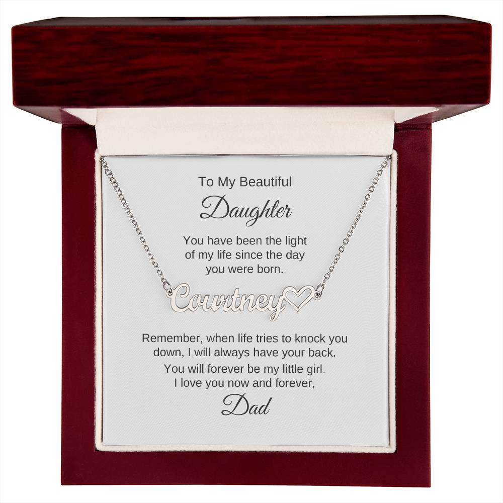 Daughter Gift from Dad Presents for your Daughter Custom Name Heart Necklace - MKT Custom Jewelry