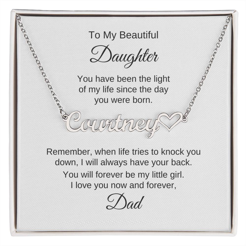 Daughter Gift from Dad Presents for your Daughter Custom Name Heart Necklace - MKT Custom Jewelry