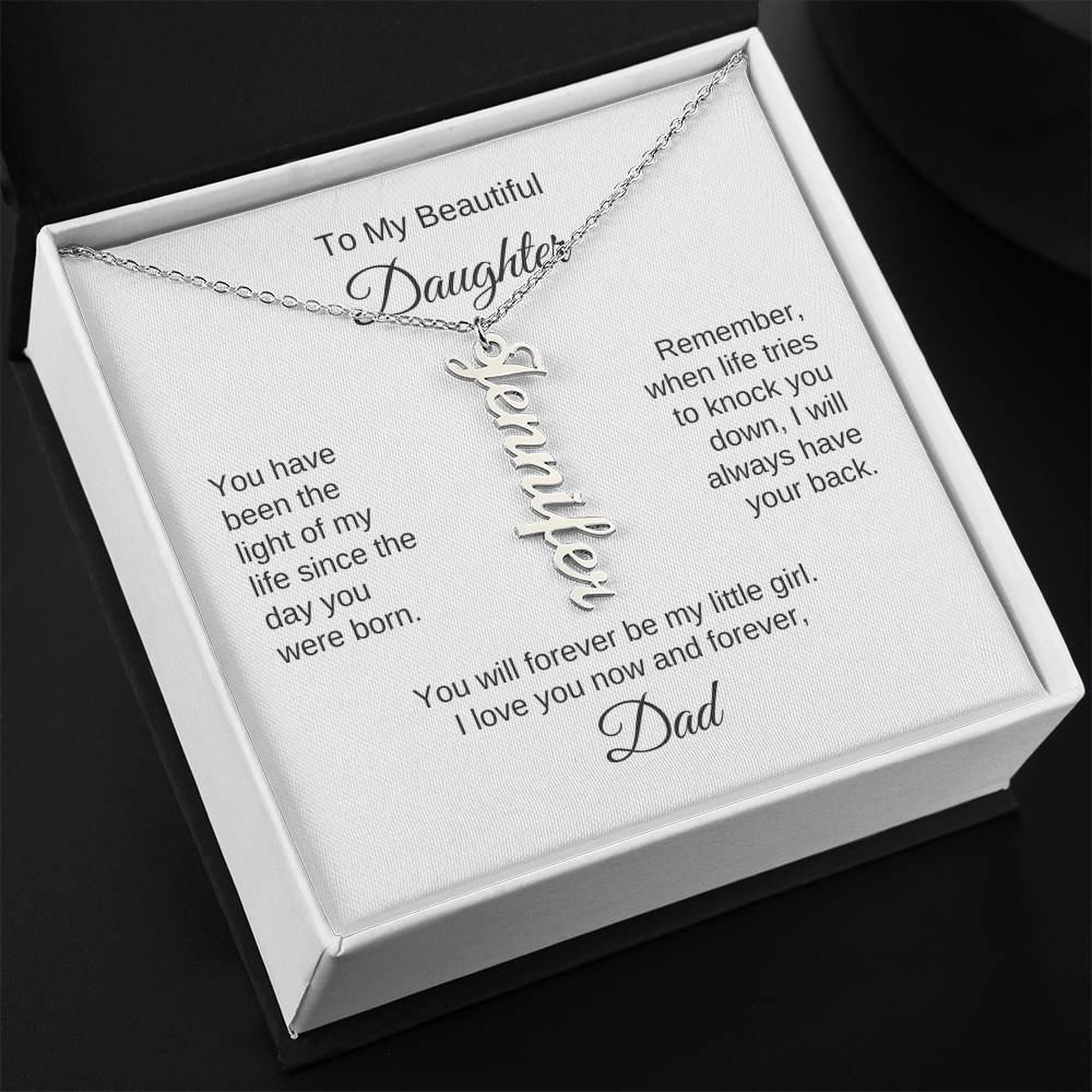 To My Daughter From Dad Gift Custom Name Necklace for Daughter - MKTCustomDesigns