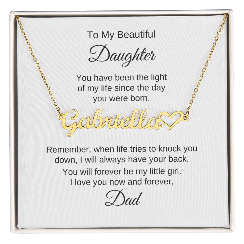 Daughter Gift from Dad Presents for your Daughter Custom Name Heart Necklace - MKT Custom Jewelry
