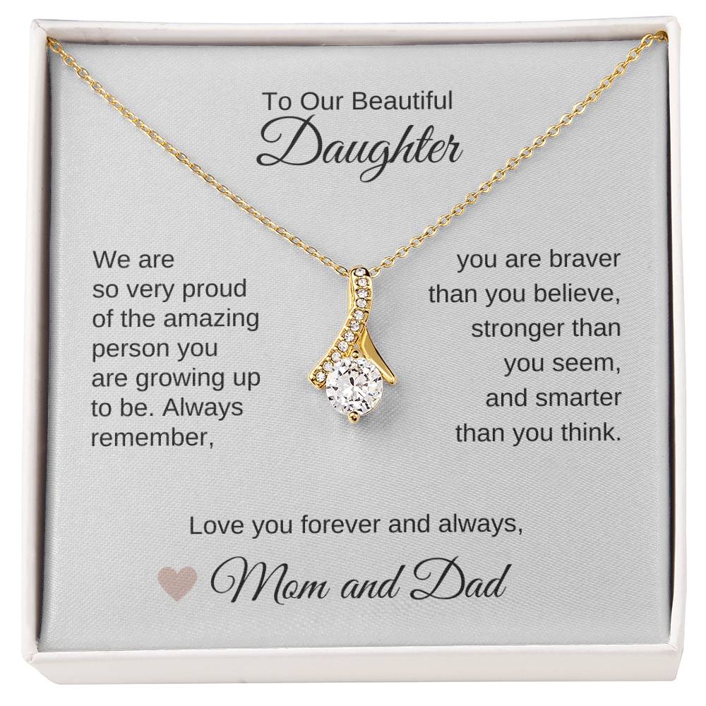 Daughter Necklace Presents for Daughter Gifts for Daughter Gold Ribbon - MKT Custom Jewelry