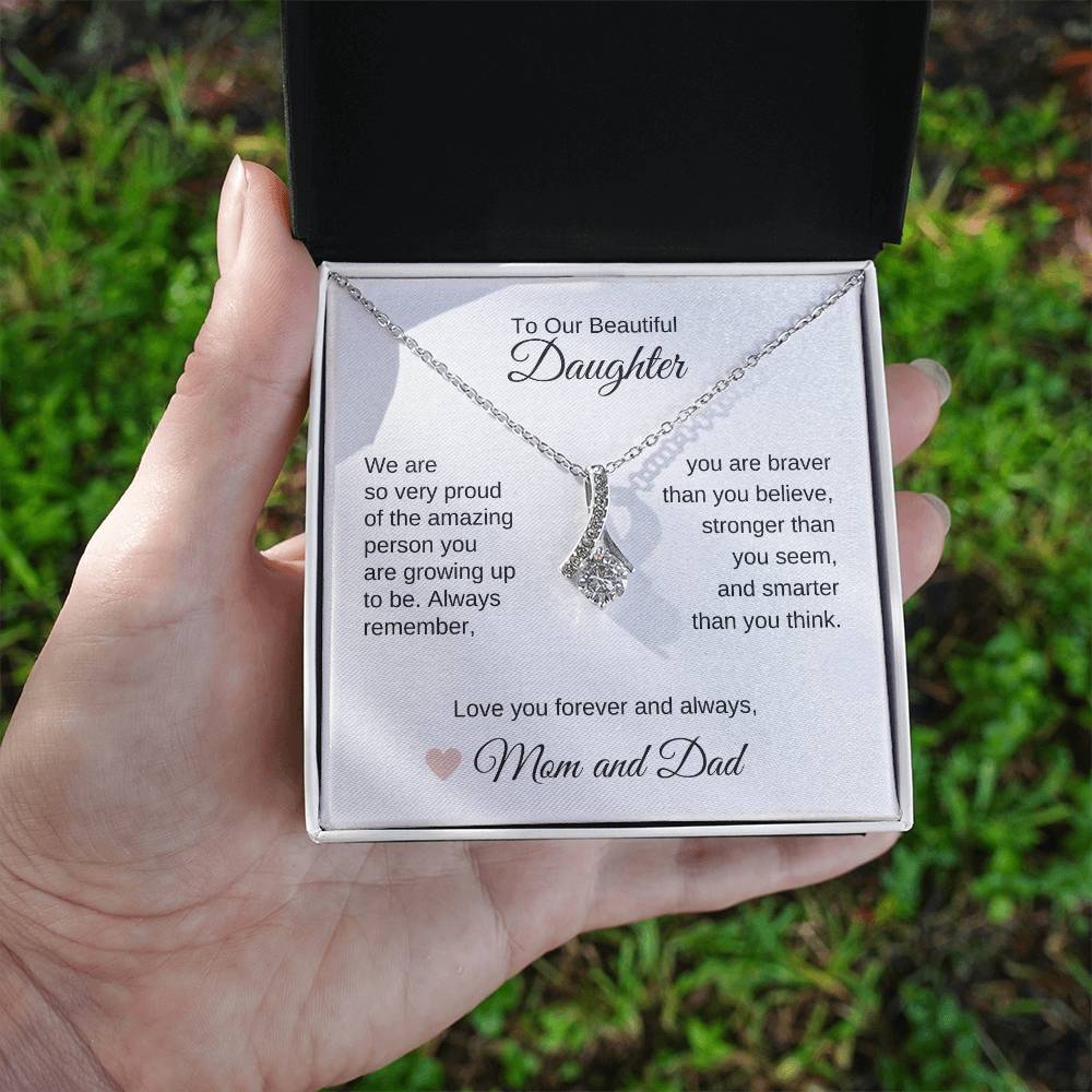 Daughter Necklace Presents for Daughter Gifts for Daughter Gold Ribbon - MKT Custom Jewelry
