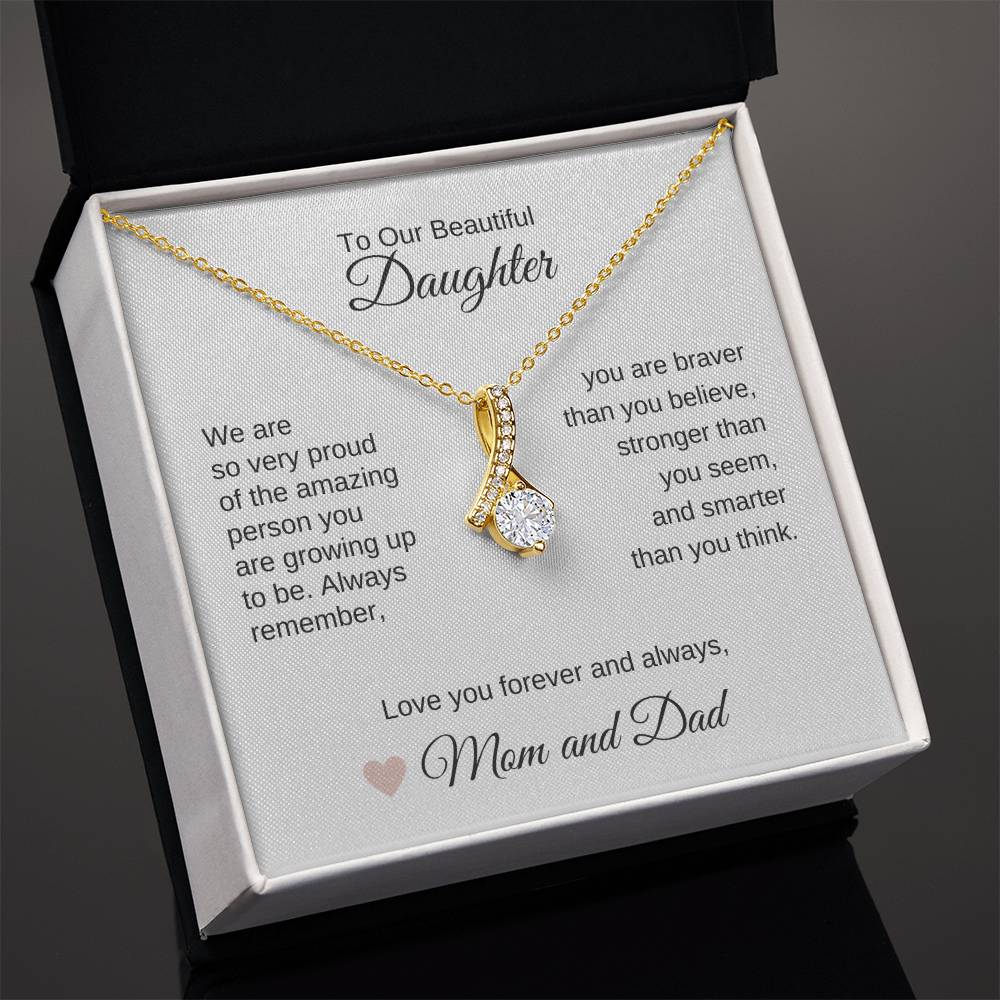 Daughter Necklace Presents for Daughter Gifts for Daughter Gold Ribbon - MKT Custom Jewelry