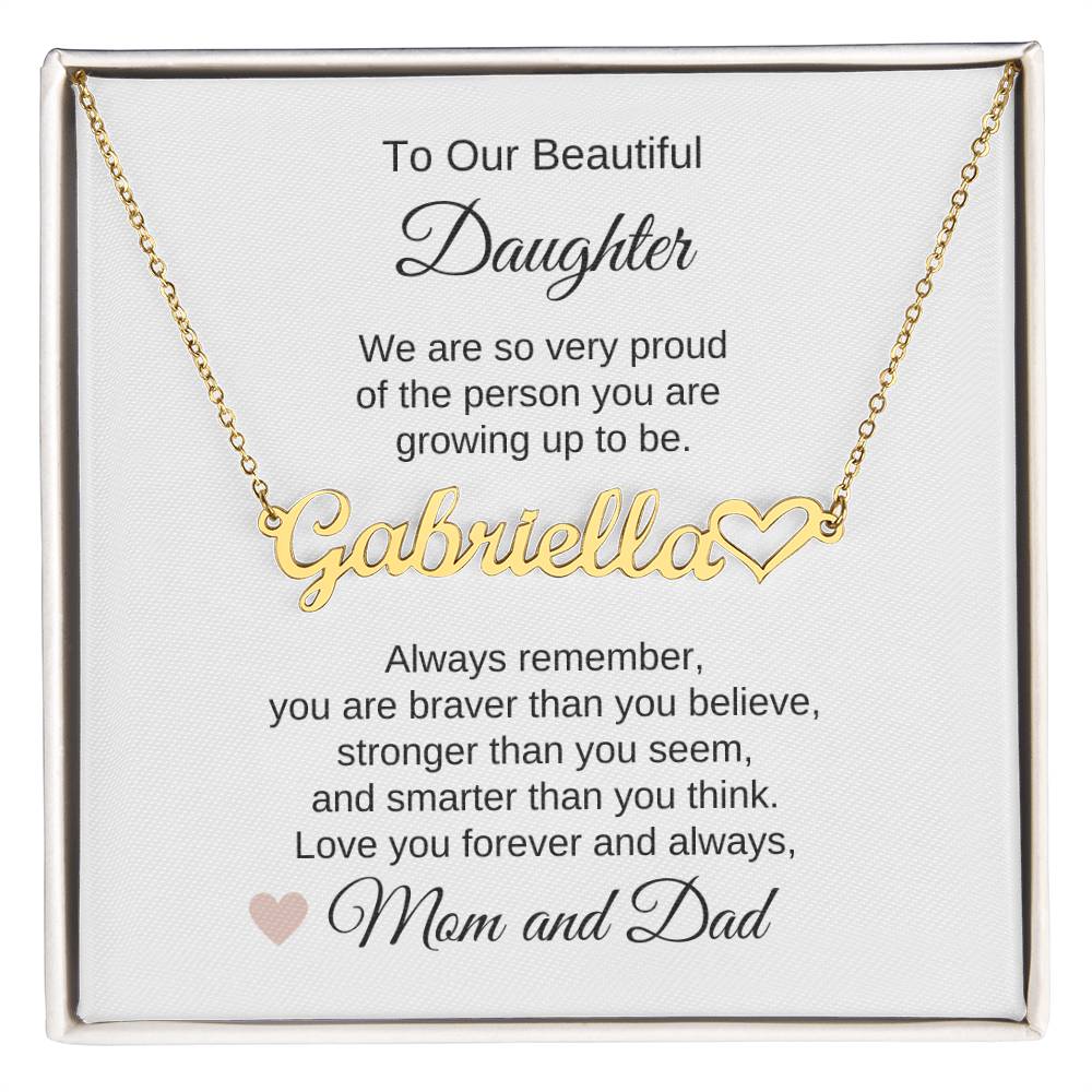 Daughter Necklace Gifts for Daughters Birthday Custom Name Heart Necklace - MKT Custom Jewelry