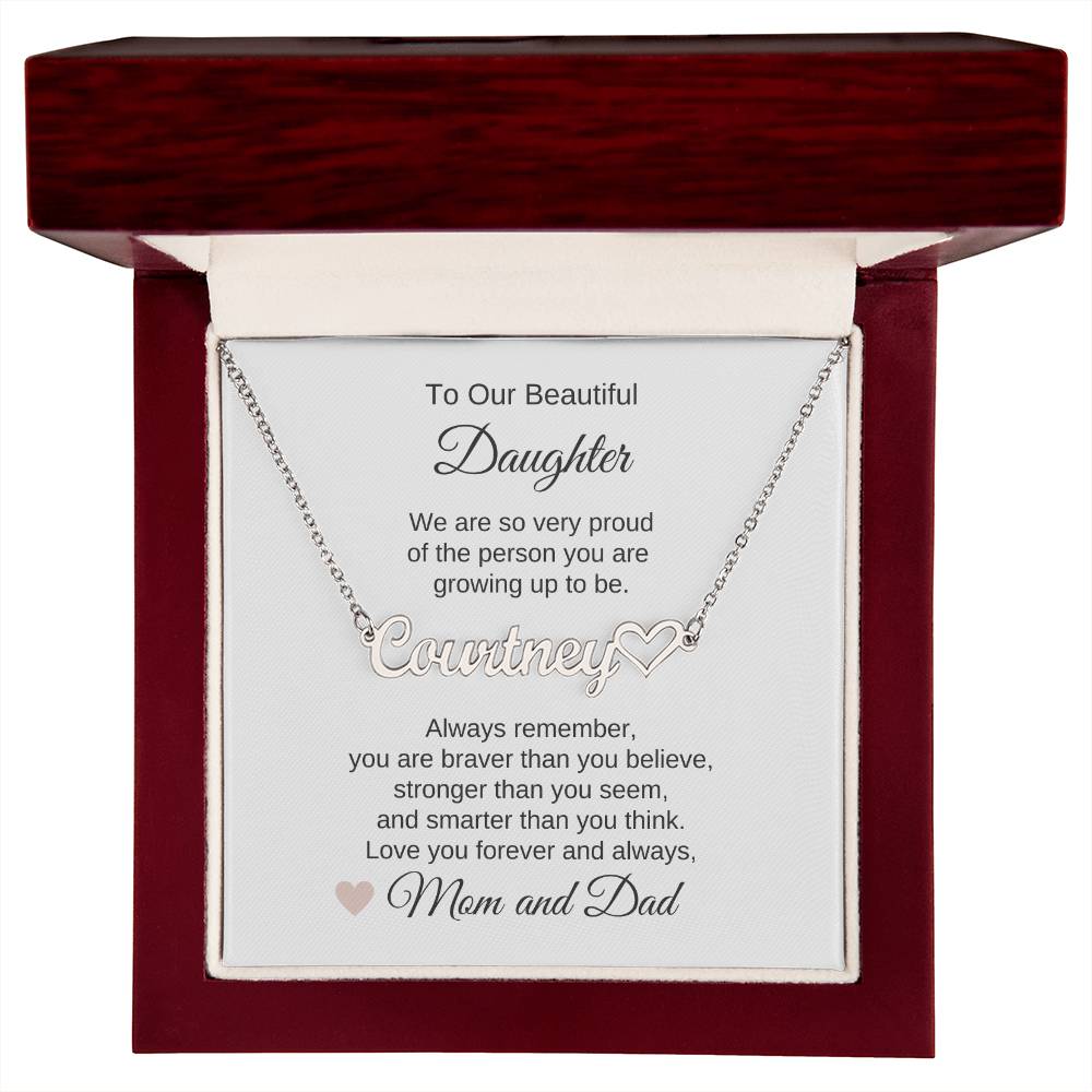 Daughter Necklace Gifts for Daughters Birthday Custom Name Heart Necklace - MKT Custom Jewelry