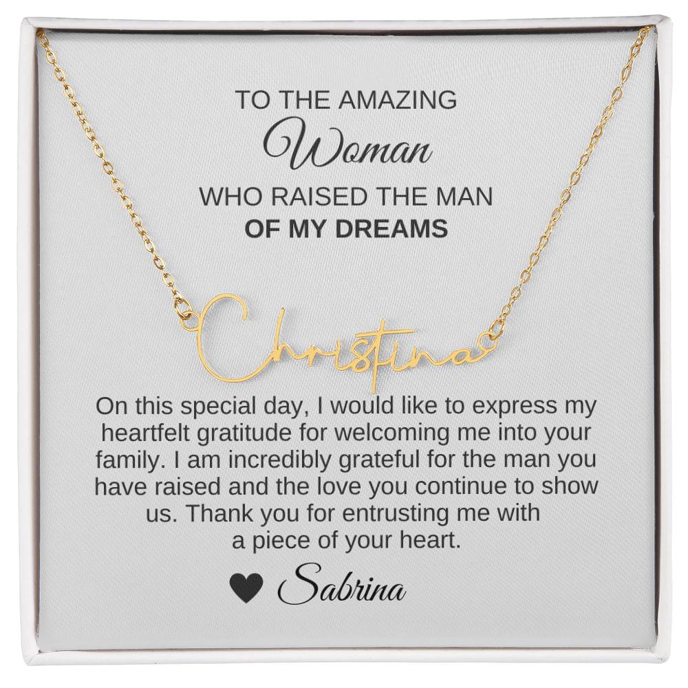 Mother of the Groom Wedding Gift Gift for Mother of Groom Script Name - MKT Custom Jewelry