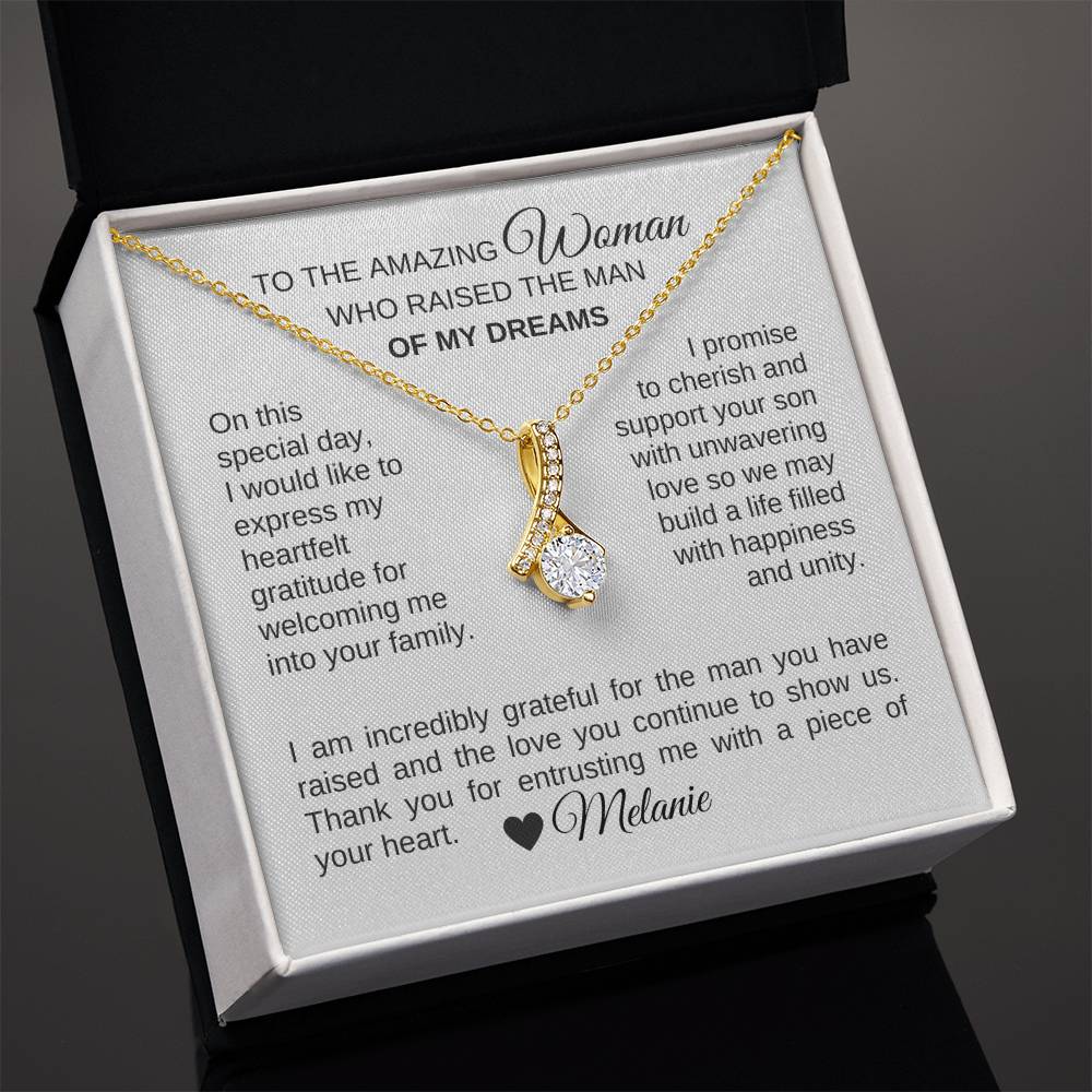 Mother of the Groom Wedding Gift Gift for Mother of Groom Gold Ribbon - MKT Custom Jewelry