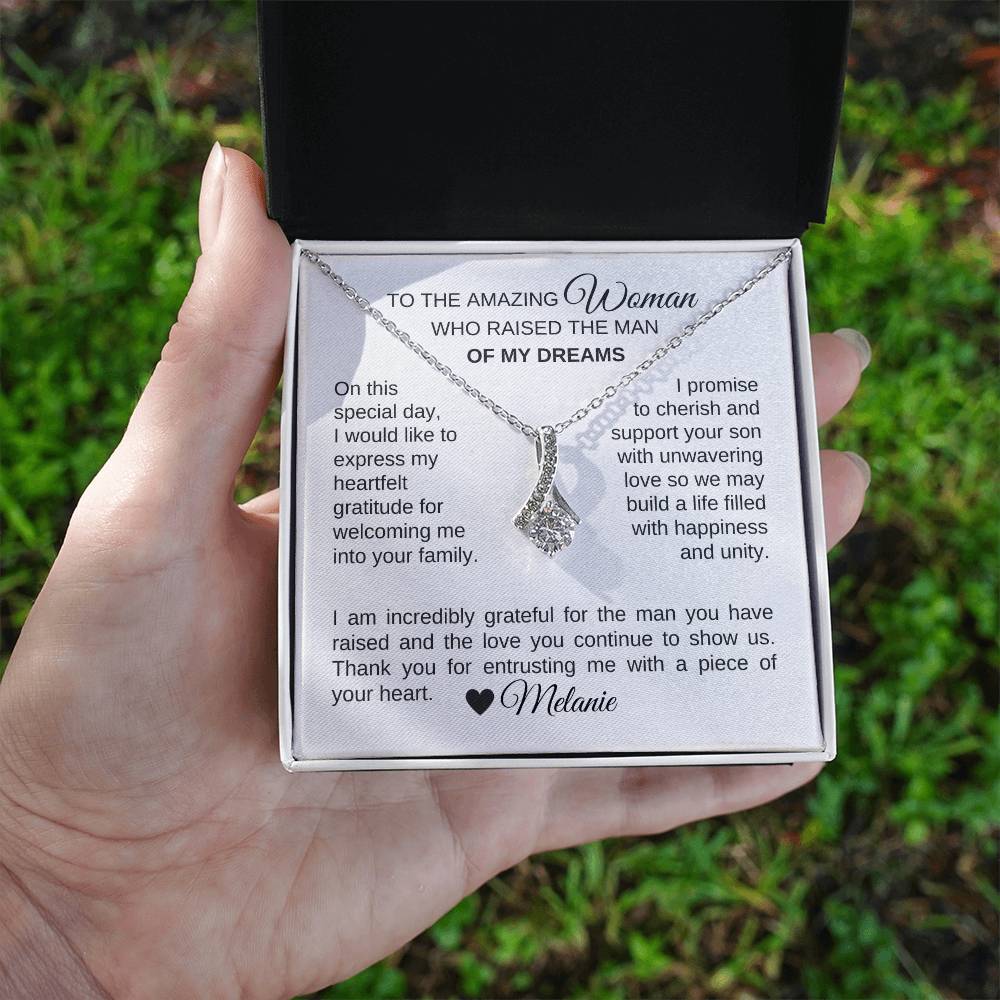 Mother of the Groom Wedding Gift Gift for Mother of Groom Gold Ribbon - MKT Custom Jewelry