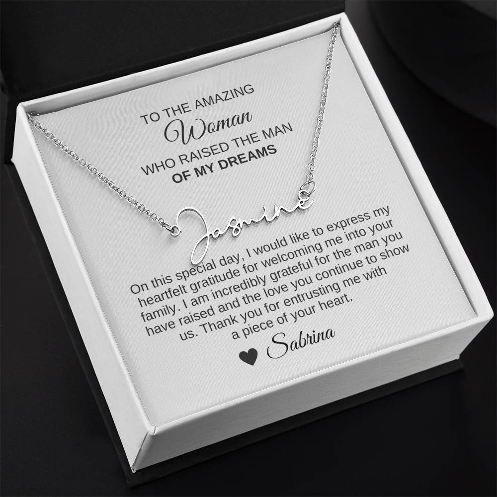 Mother of the Groom Wedding Gift Gift for Mother of Groom Script Name - MKT Custom Jewelry