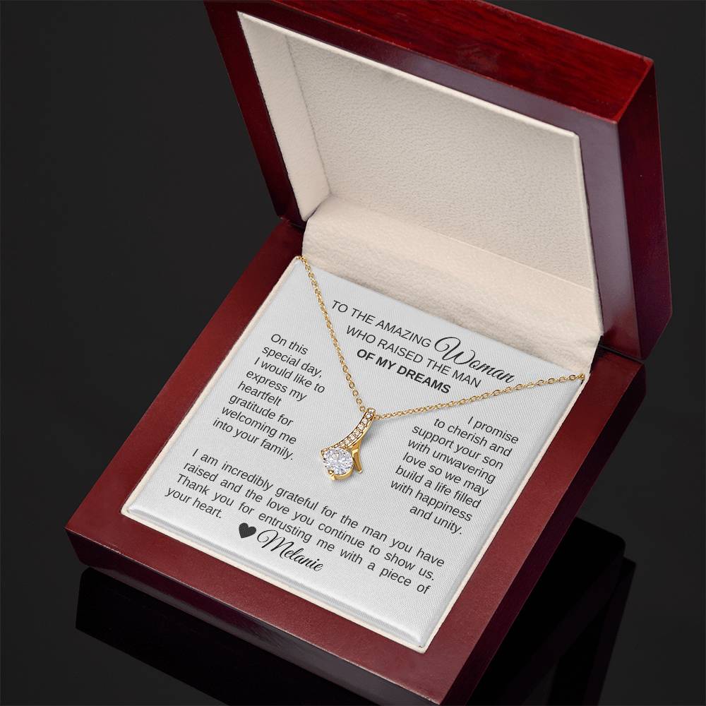 Mother of the Groom Wedding Gift Gift for Mother of Groom Gold Ribbon - MKT Custom Jewelry