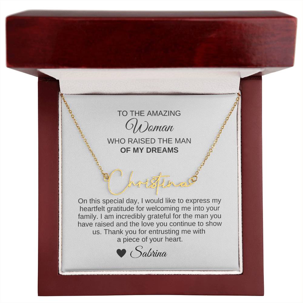 Mother of the Groom Wedding Gift Gift for Mother of Groom Script Name - MKT Custom Jewelry