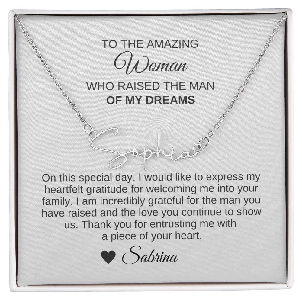Mother of the Groom Wedding Gift Gift for Mother of Groom Script Name - MKT Custom Jewelry