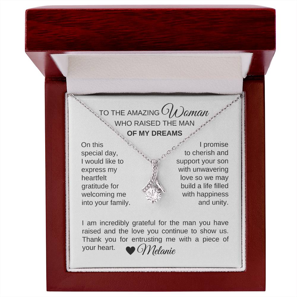 Mother of the Groom Wedding Gift Gift for Mother of Groom Gold Ribbon - MKT Custom Jewelry