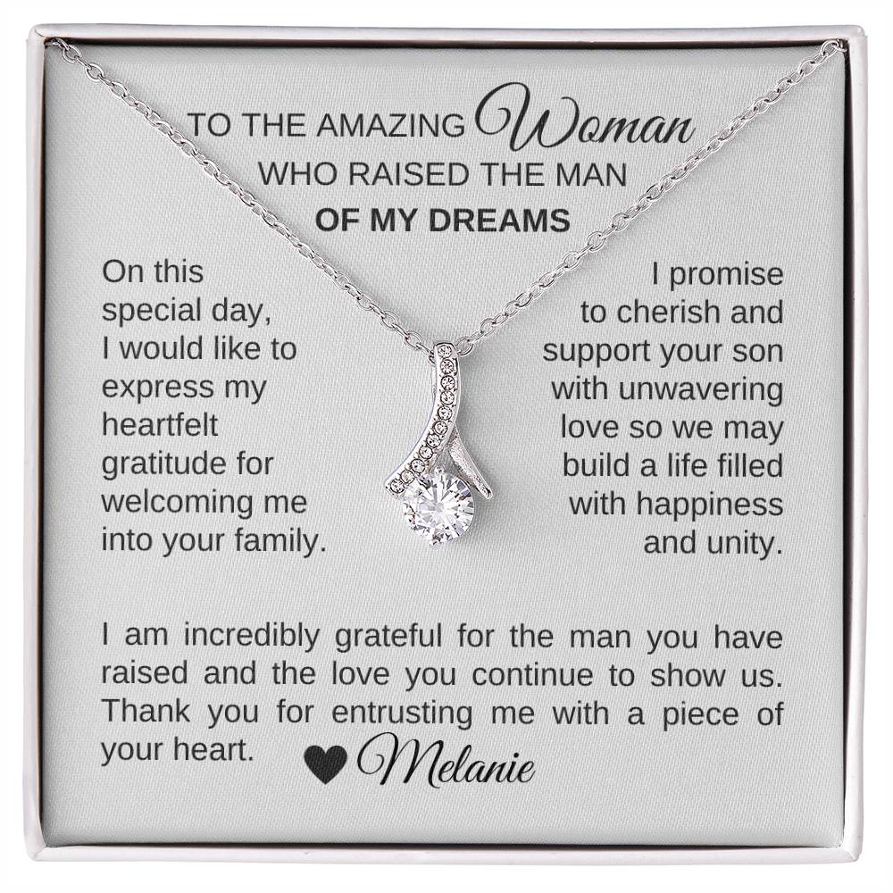 Mother of the Groom Wedding Gift Gift for Mother of Groom Gold Ribbon - MKT Custom Jewelry