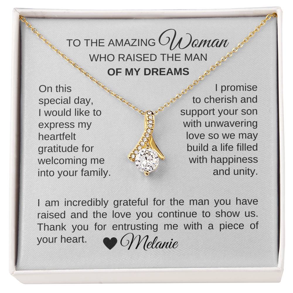 Mother of the Groom Wedding Gift Gift for Mother of Groom Gold Ribbon - MKT Custom Jewelry