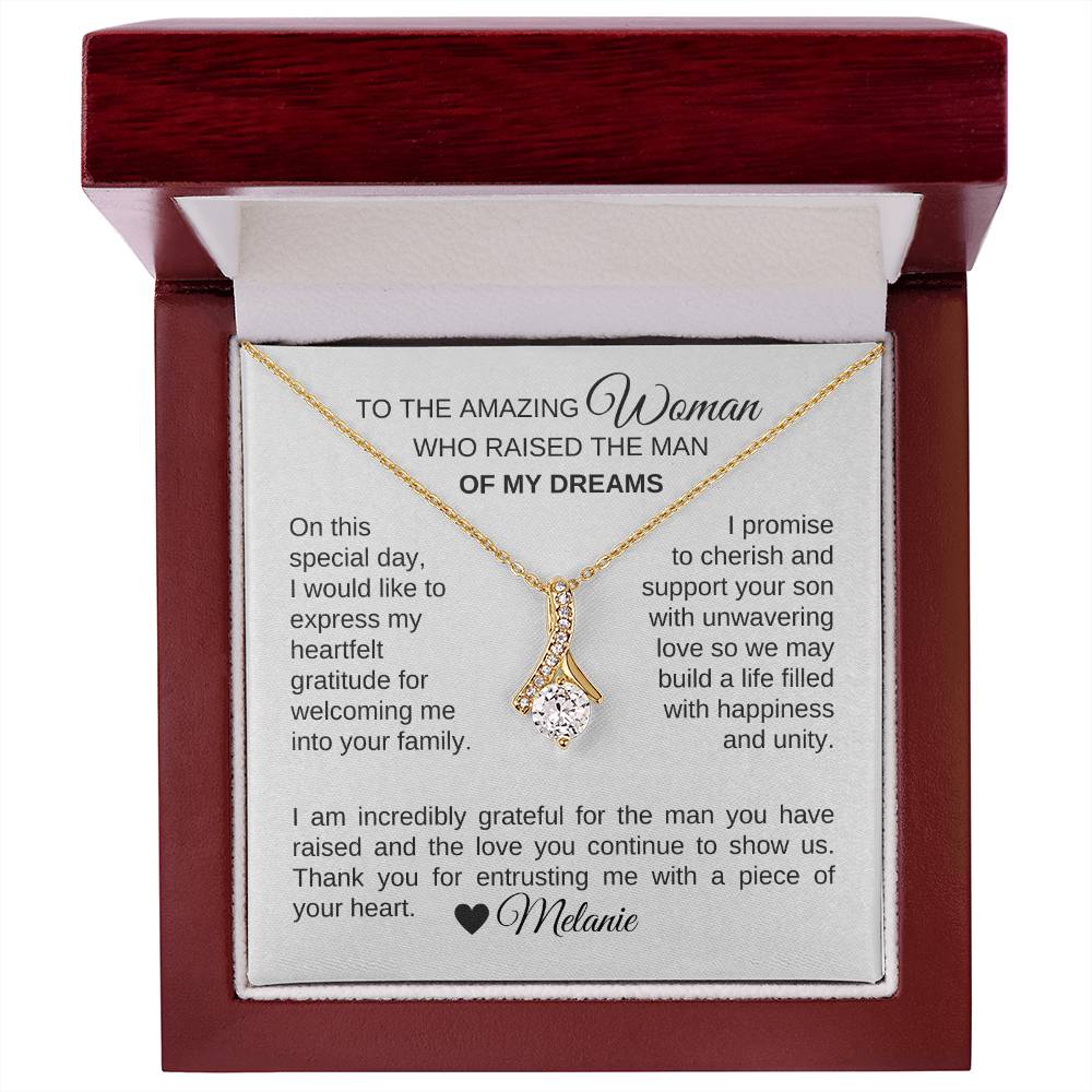 Mother of the Groom Wedding Gift Gift for Mother of Groom Gold Ribbon - MKT Custom Jewelry