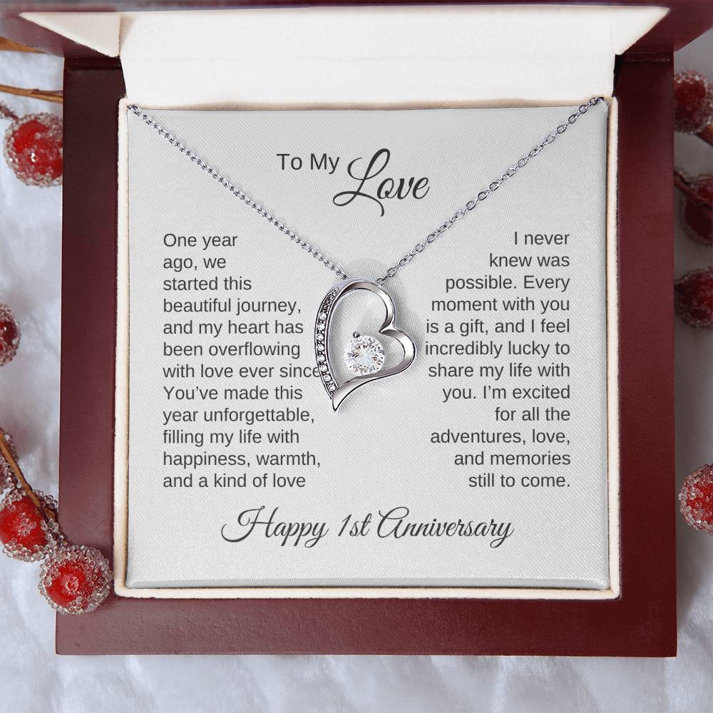 One Year Anniversary Gift for Her One Year Anniversary, Gold Heart Necklace