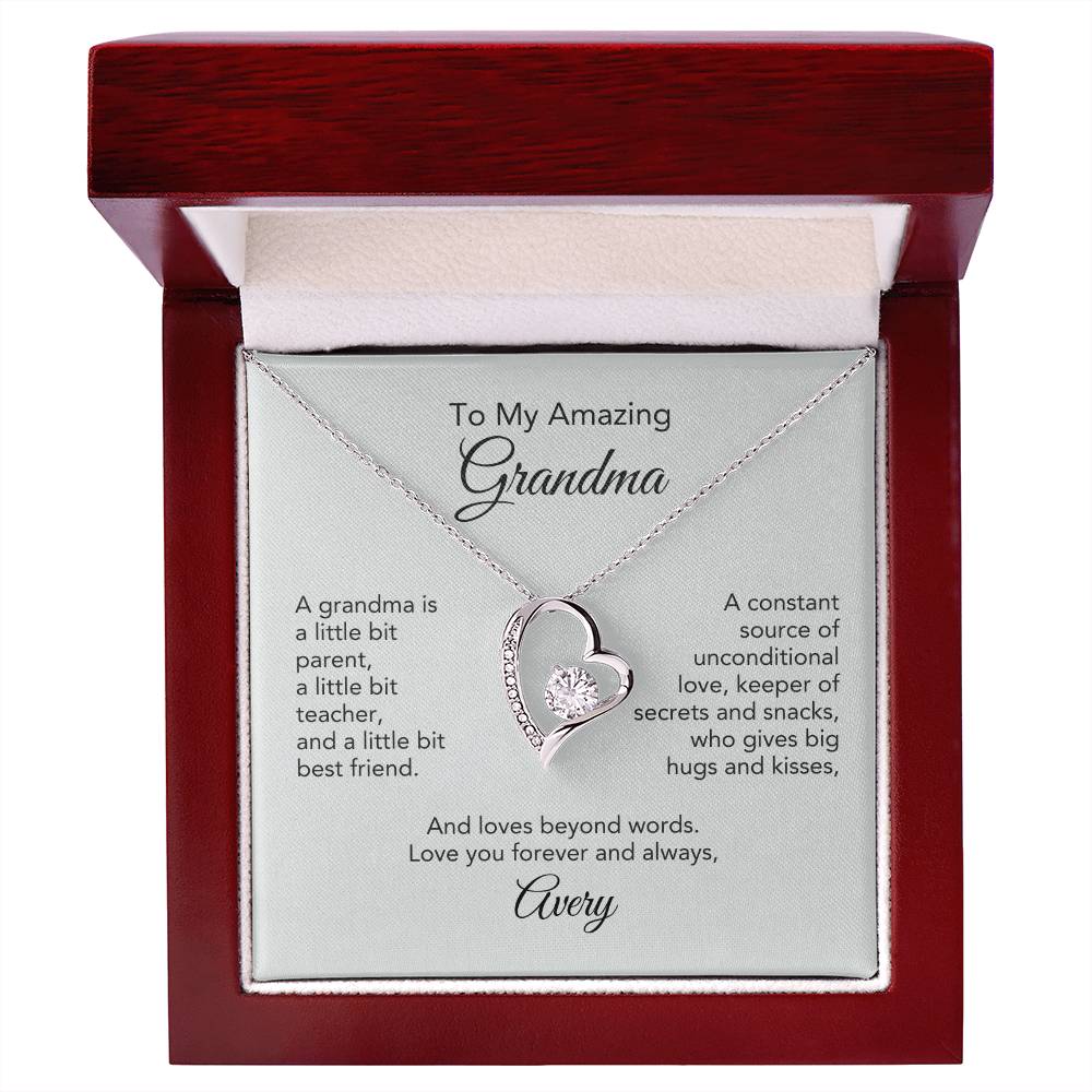 Grandma's Love Story: Heart Necklace Gifts - A Precious Keepsake! Personalized Card