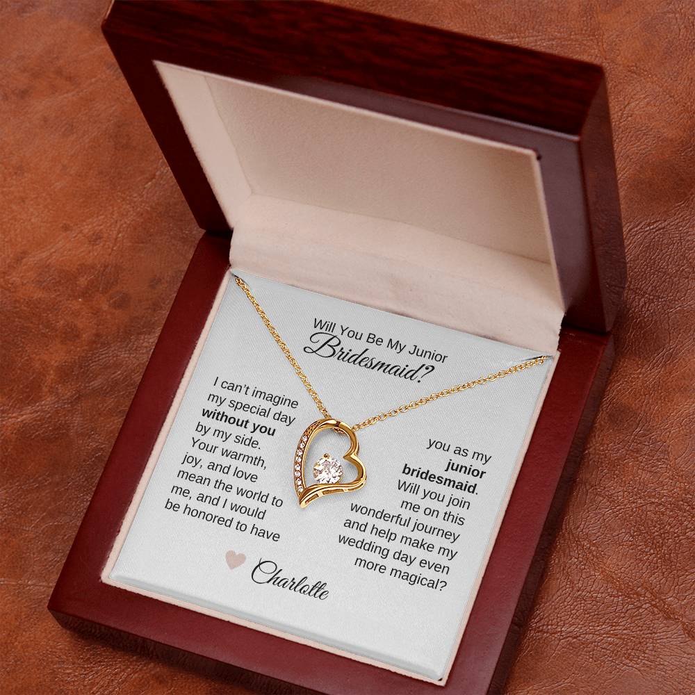 Junior Bridesmaid Proposal Gift, Gold Heart Necklace, Jr Bridesmaid Gift