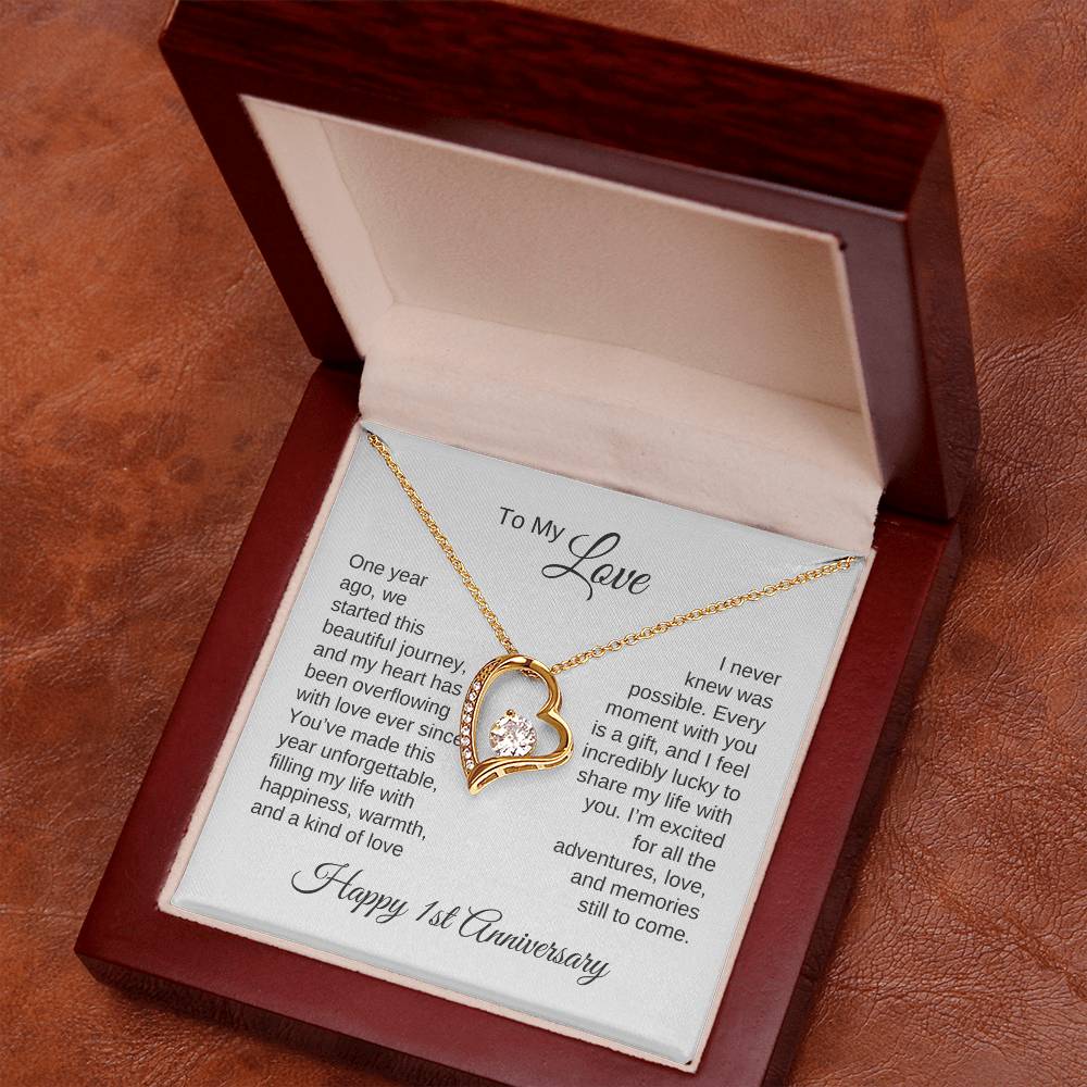 One Year Anniversary Gift for Her One Year Anniversary, Gold Heart Necklace