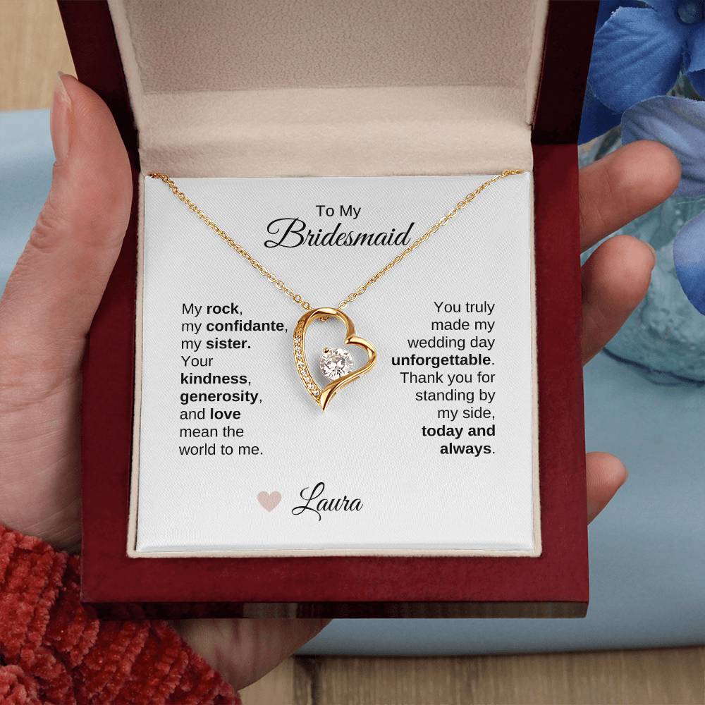 Bridesmaids Wedding Day Gifts Bridal Party Gifts Gold Heart Necklace