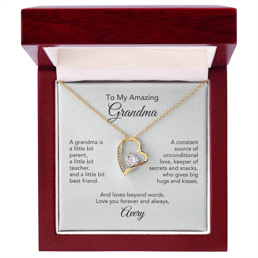 Grandma's Love Story: Heart Necklace Gifts - A Precious Keepsake! Personalized Card