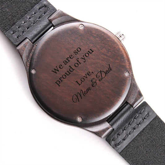 Gift for Son, Engraved Wooden Watch, So Proud of You, Gift Son