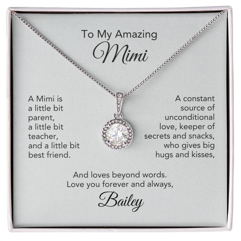 To My Amazing Mimi Gift White Gold Necklace Personalized Gift for Mimi