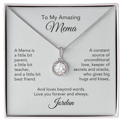 Graceful Glamour: Personalized White Gold Pendant Necklace Gift for Mema - Timeless Elegance!