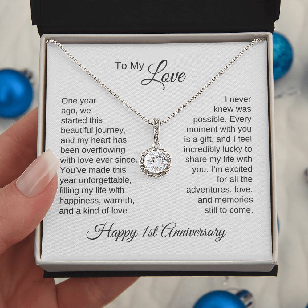 One Year Anniversary Gift for Her One Year Anniversary, White Gold Necklace