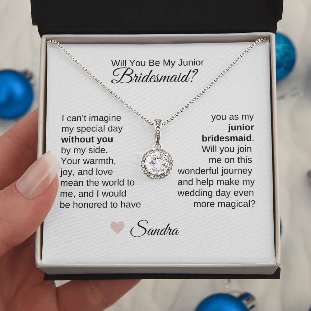 Junior Bridesmaid Proposal Gift, White Gold Necklace, Jr Bridesmaid Gift