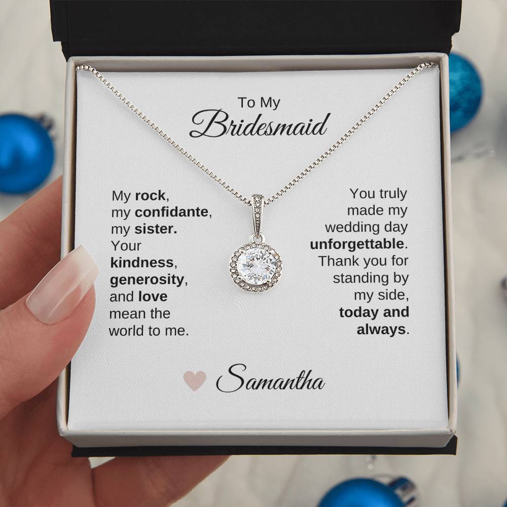 Bridesmaids Wedding Day Gifts Bridal Party Gifts White Gold Necklace