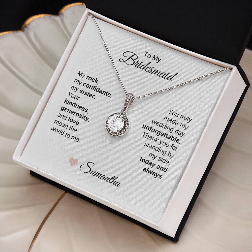 Bridesmaids Wedding Day Gifts Bridal Party Gifts White Gold Necklace