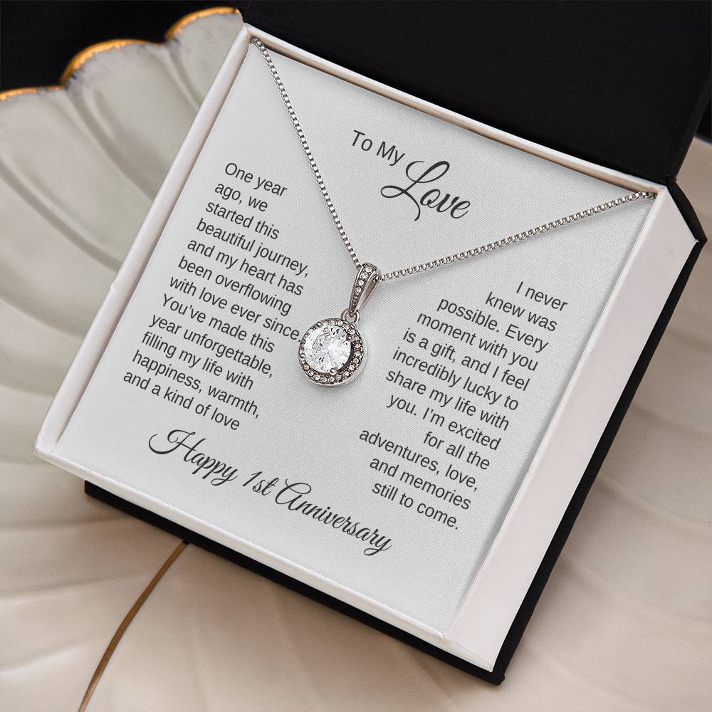 One Year Anniversary Gift for Her One Year Anniversary, White Gold Necklace