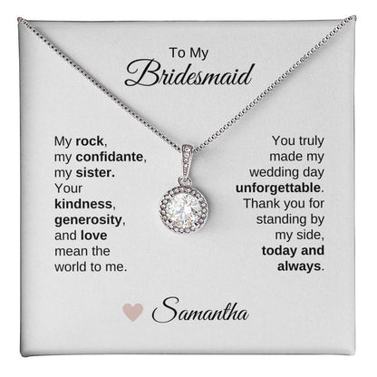 Bridesmaids Wedding Day Gifts Bridal Party Gifts White Gold Necklace