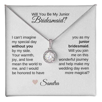 Junior Bridesmaid Proposal Gift, White Gold Necklace, Jr Bridesmaid Gift