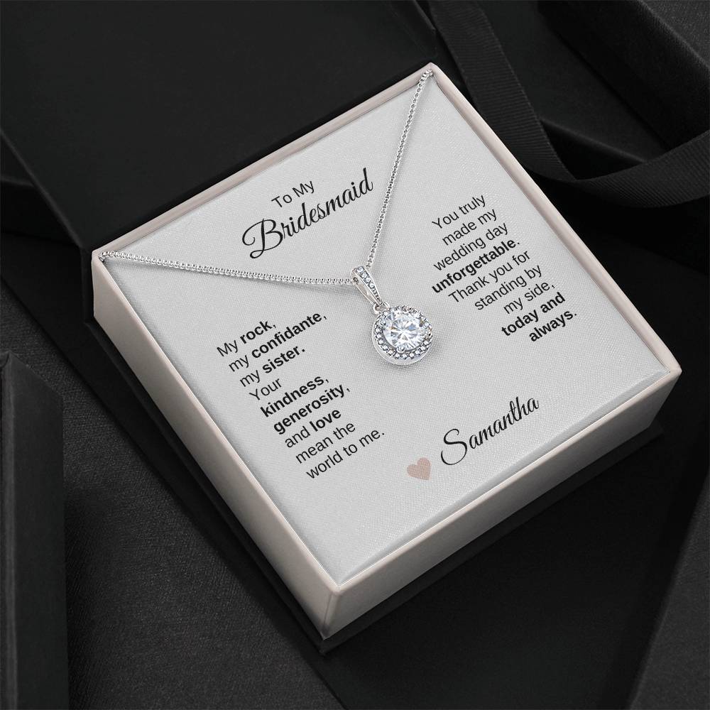 Bridesmaids Wedding Day Gifts Bridal Party Gifts White Gold Necklace