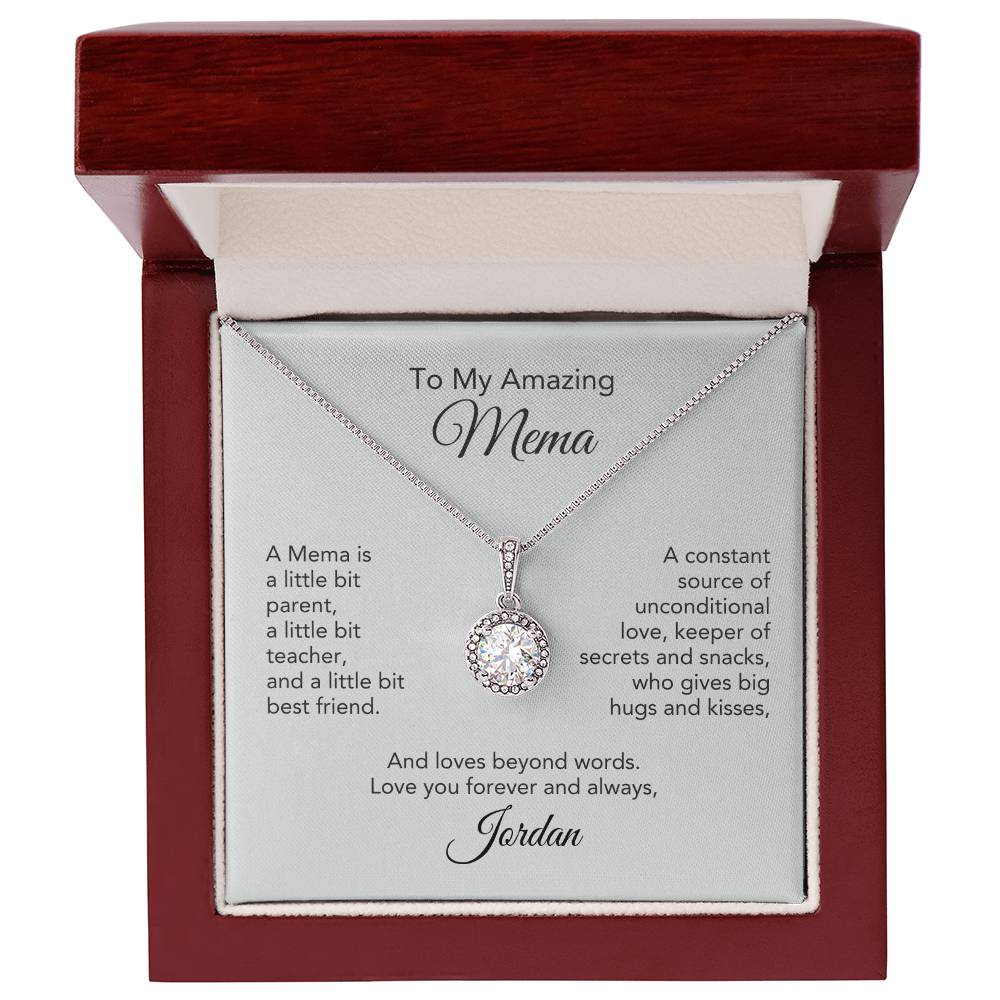 Graceful Glamour: Personalized White Gold Pendant Necklace Gift for Mema - Timeless Elegance!