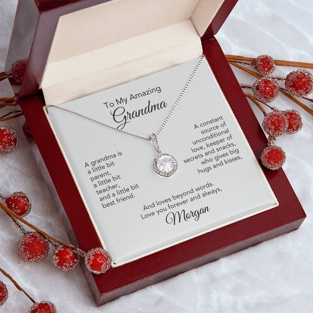 Graceful Glamour: White Gold Pendant Necklace Gift for Grandma - Timeless Elegance!