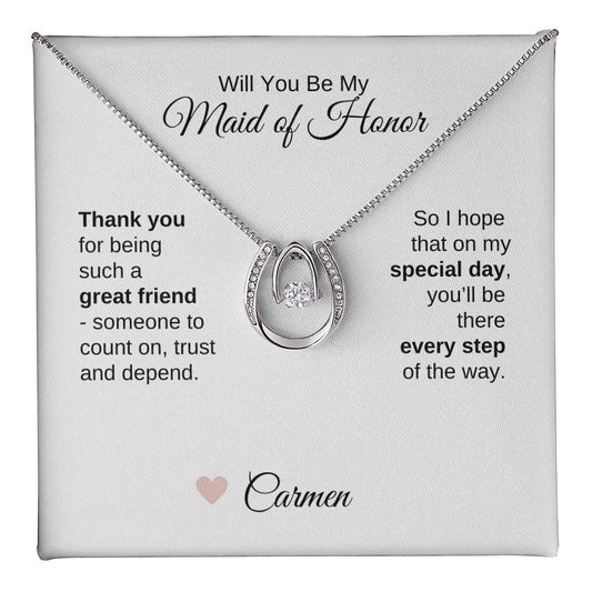 Will You Be My Maid of Honor Proposal Gift Good Luck Necklace