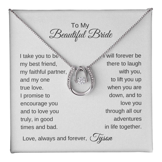 To My Beautiful Bride Gift To Bride From Groom Wedding Gift Good Luck Necklace