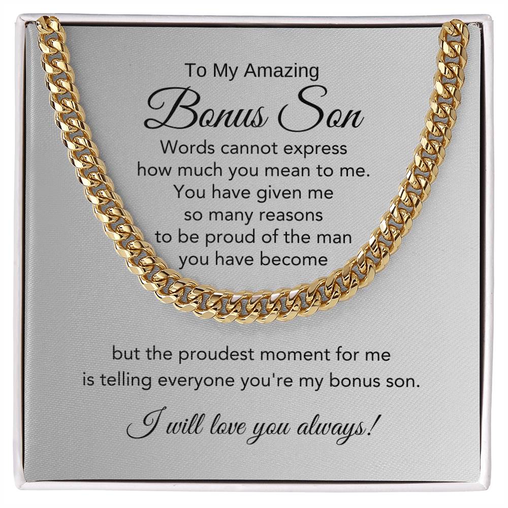 Bonus Son Gifts for Stepson Gifts Step Son Gifts Cuban Link Chain Necklace - MKT Custom Jewelry