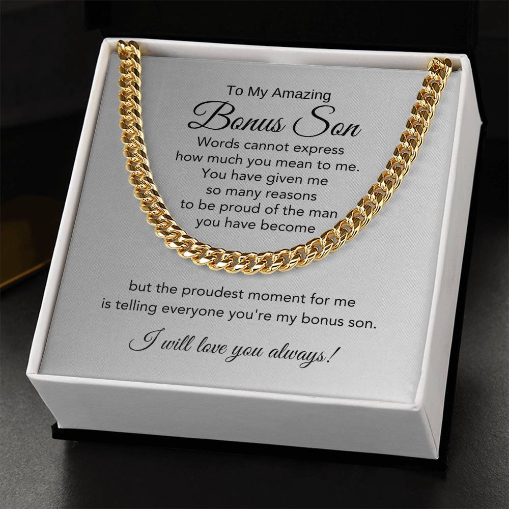 Bonus Son Gifts for Stepson Gifts Step Son Gifts Cuban Link Chain Necklace - MKT Custom Jewelry