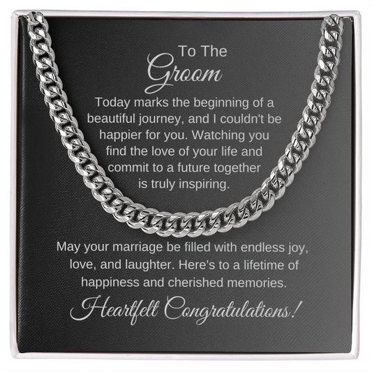 Friend Wedding Gift for the Groom, Cuban Chain Necklace