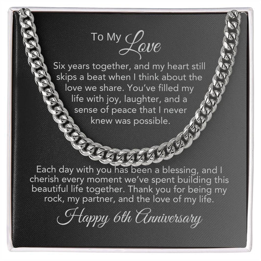 6th Anniversary Gift for Him 6 Year Anniversary Gifts for Him, Cuban Chain