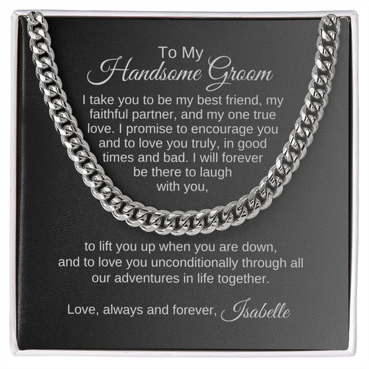 To My Groom Gift From Bride Cuban Link Chain Wedding Planning Gift for Groom