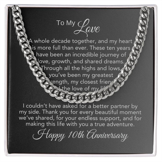 10th Anniversary Gifts for Men 10 Year Anniversary Gift Ideas for Him, Cuban Chain