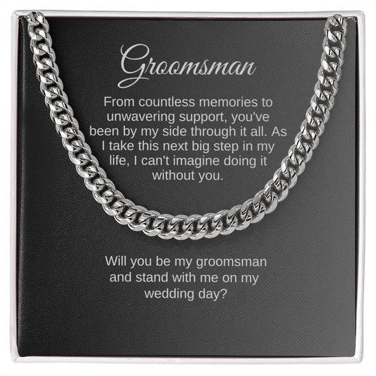 Groomsmen Proposal Gifts, Cuban Chain Necklace, Groomsman Proposal Card