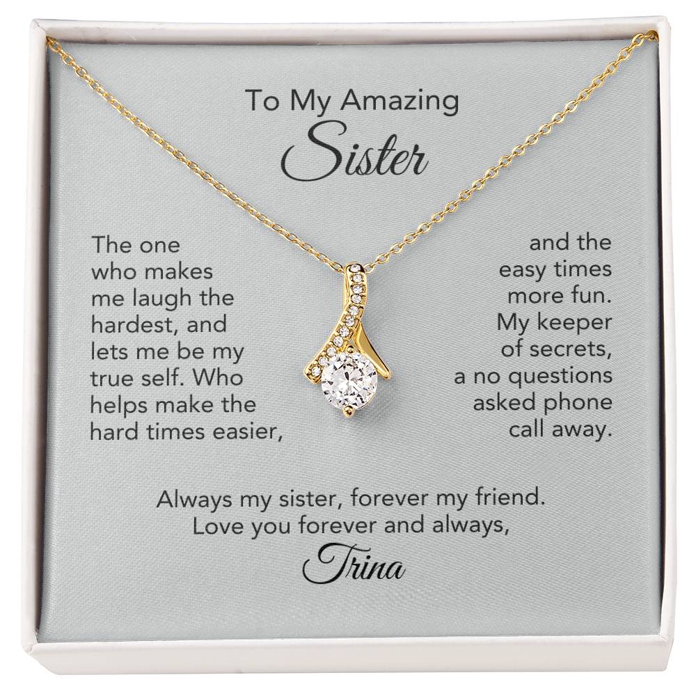 Sister Gift Ribbon Necklace for Sister Birthday Gift Sister Christmas Gift Personalized Gifts