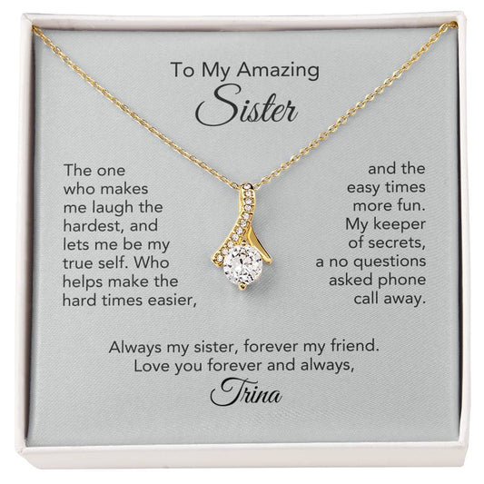 Sister Gift Ribbon Necklace for Sister Birthday Gift Sister Christmas Gift Personalized Gifts